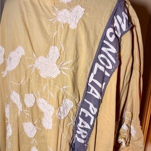 Magnolia Pearl Beige Dress with White Bird Embroidery